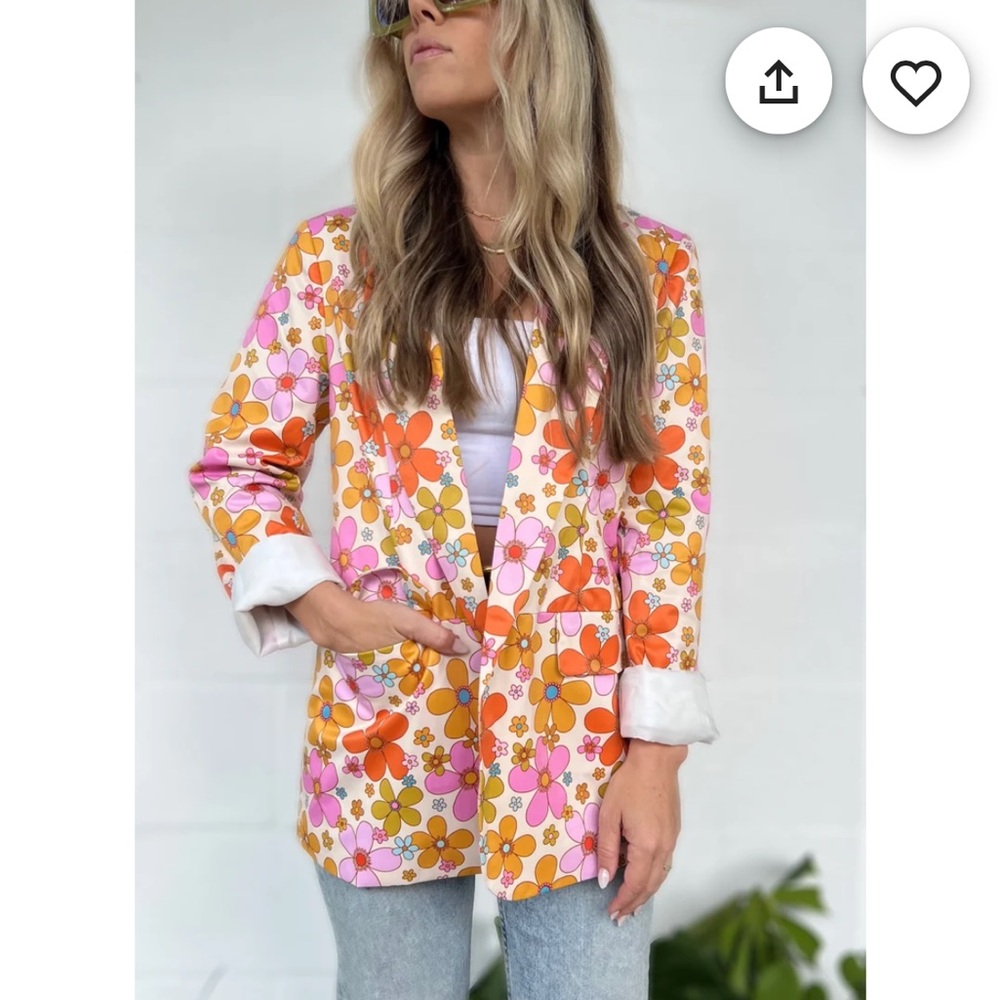 Floral Pink and Orange Women's Blazer